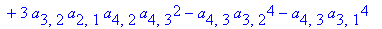 z2 := -5*a[4,3]*a[3,2]^2*a[2,1]^2-4*a[3,2]^2*a[2,1]^3*a[4,3]+2*a[4,3]*a[3,2]*a[2,1]^2*a[3,1]+6*a[3,2]*a[2,1]*a[4,1]*a[4,2]*a[4,3]+12*a[2,1]^4*a[4,3]*a[3,2]^2-a[2,1]^3*a[3,2]*a[4,1]-a[2,1]^3*a[4,3]*a[3,...